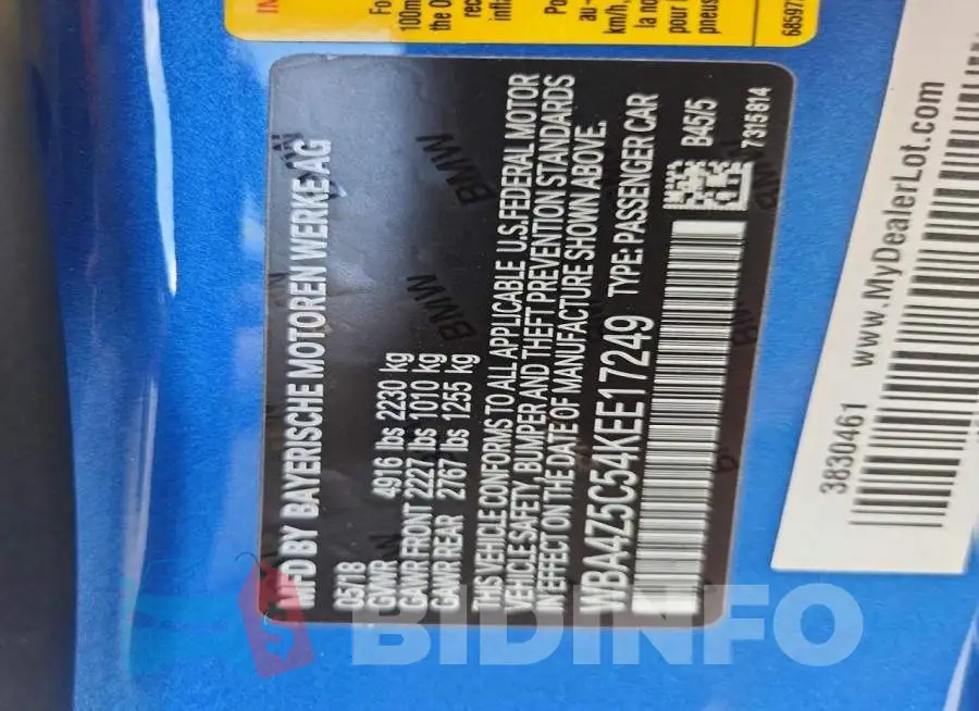 WBA4Z5C54KEE17249 Photo# 12