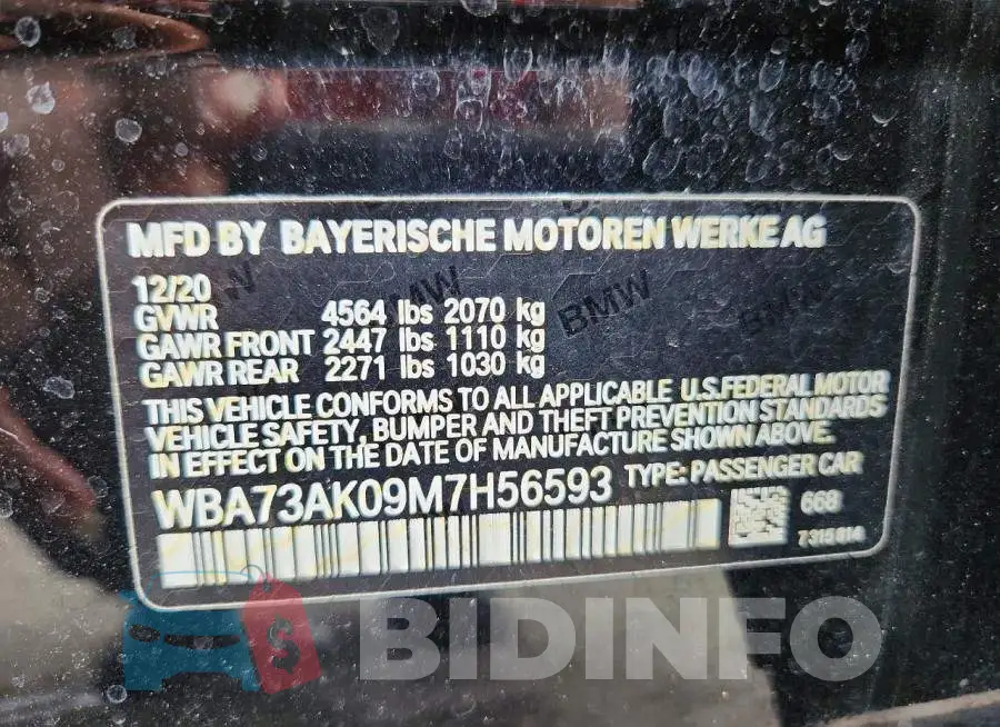 WBA73AK09M7H56593 Photo# 12