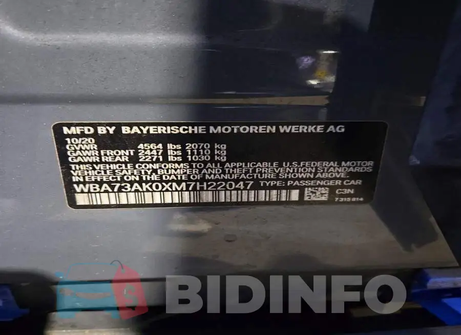 WBA73AK0XM7H22047 Photo# 12