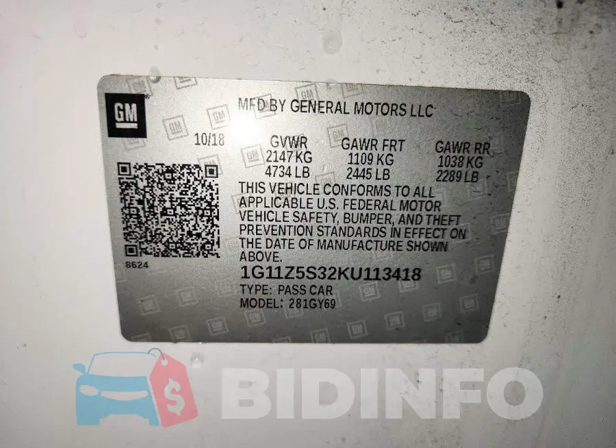 1G11Z5S32KU113418 Photo# 12