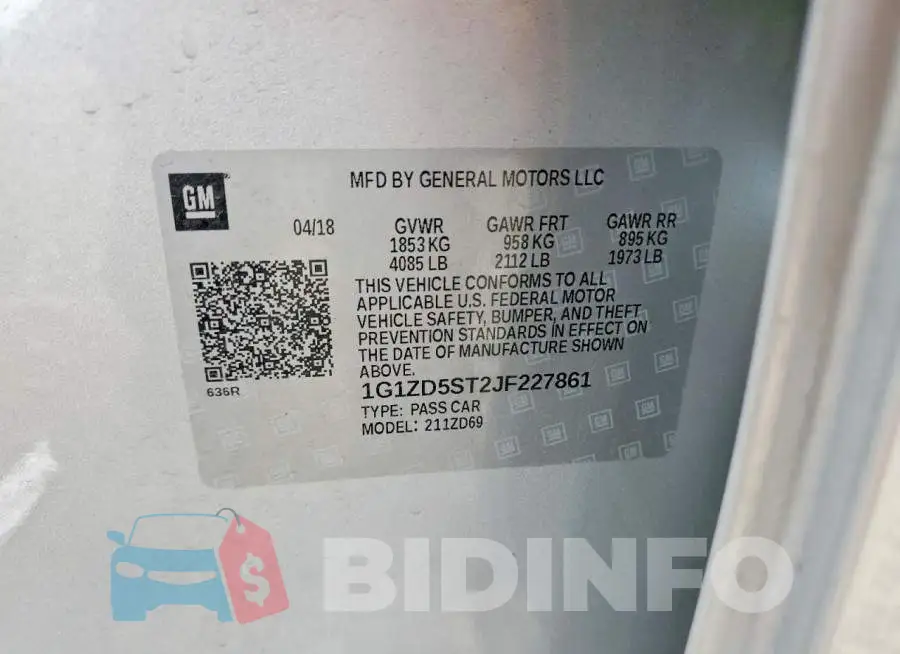 1G1ZD5ST2JF227861 Photo# 12