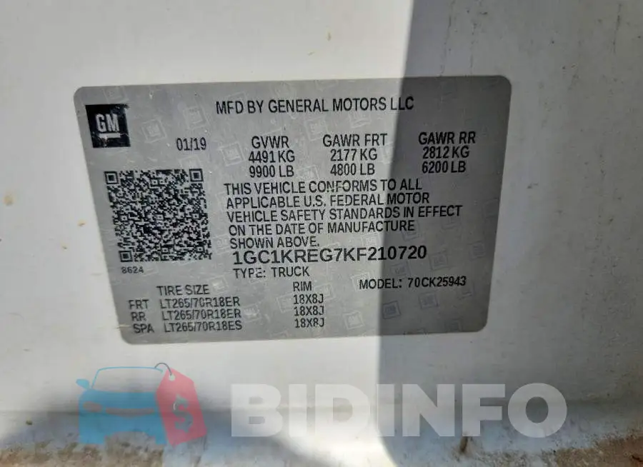 1GC1KREG7KF210720 Photo# 12