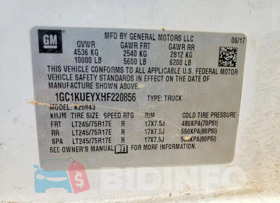 1GC1KUEYXHF220856 Photo# 13