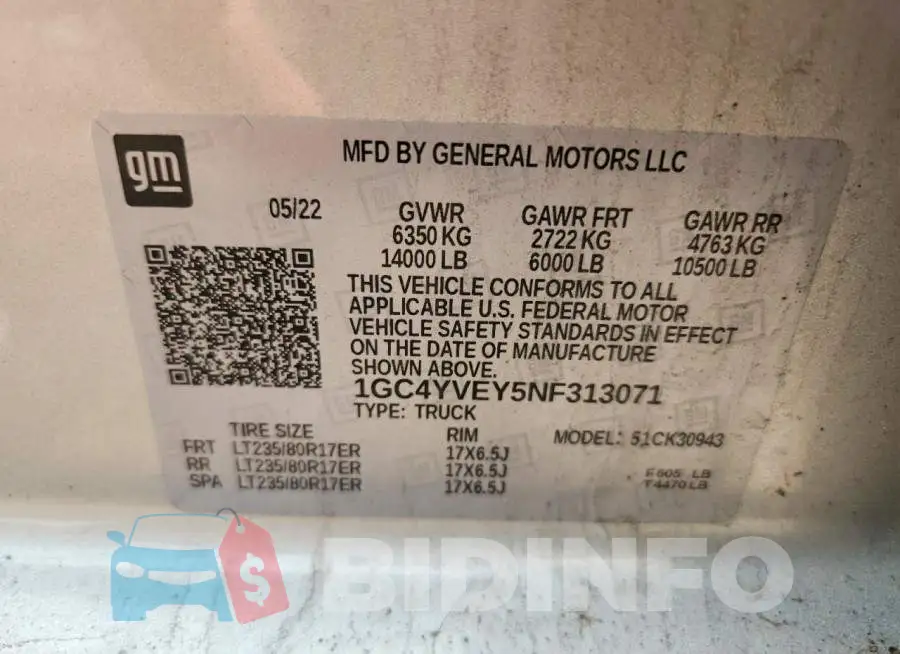 1GC4YVEY5NF313071 Photo# 12