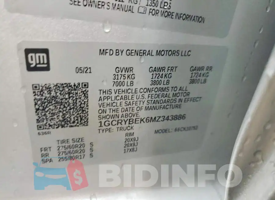 1GCRYBEK6MZ343886 Photo# 12