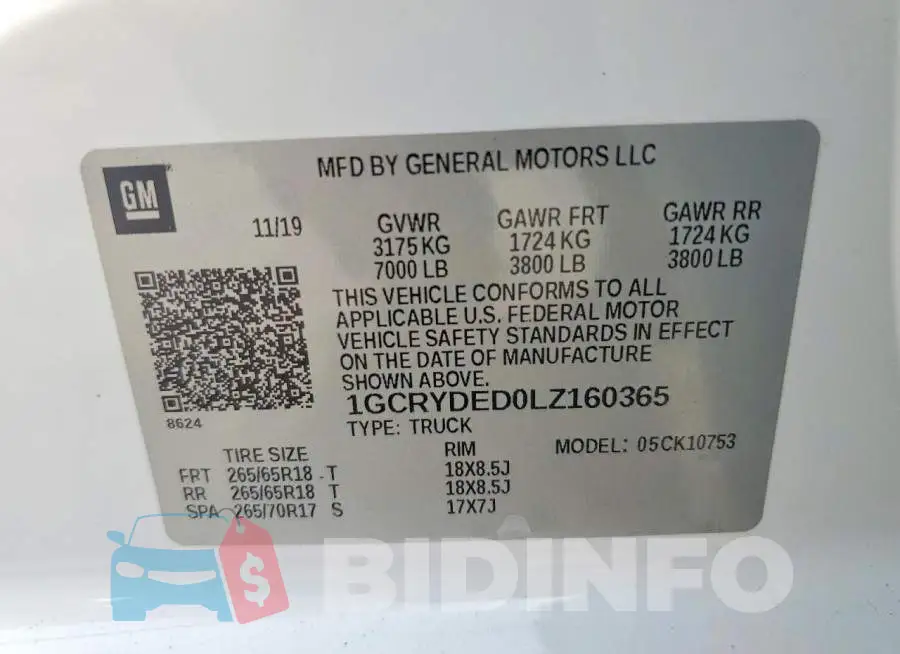 1GCRYDED0LZ160365 Photo# 13