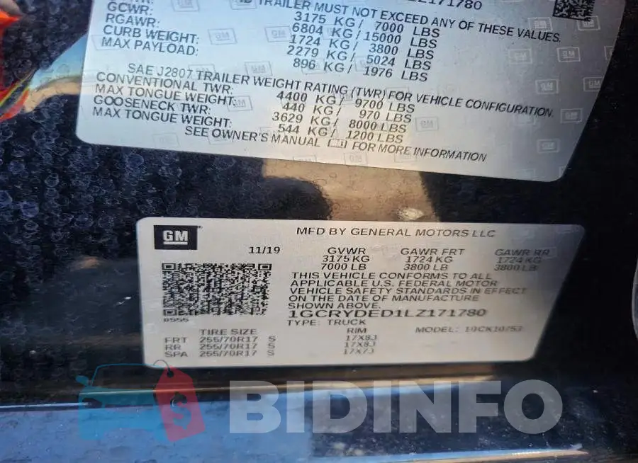 1GCRYDED1LZ171780 Photo# 12