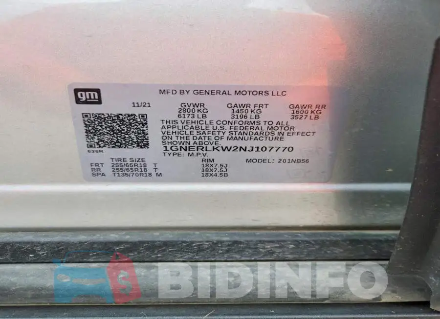 1GNERLKW2NJ107770 Photo# 14