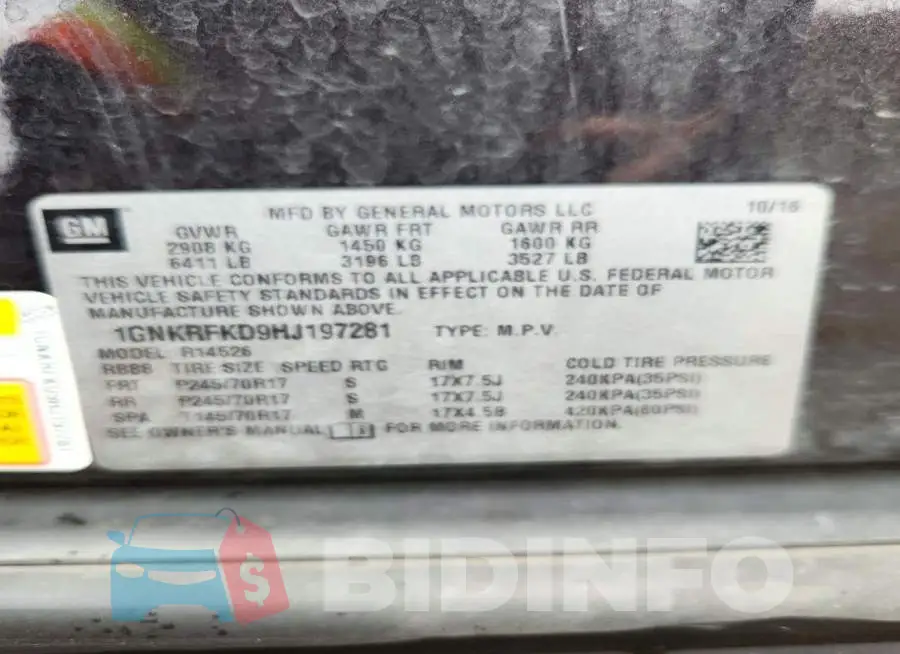 1GNKRFKD9HJ197281 Photo# 13