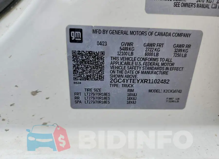 2GC4YTEYXR1102482 Photo# 12