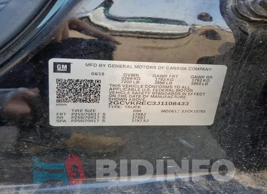 2GCVKREC3J1108433 Photo# 12