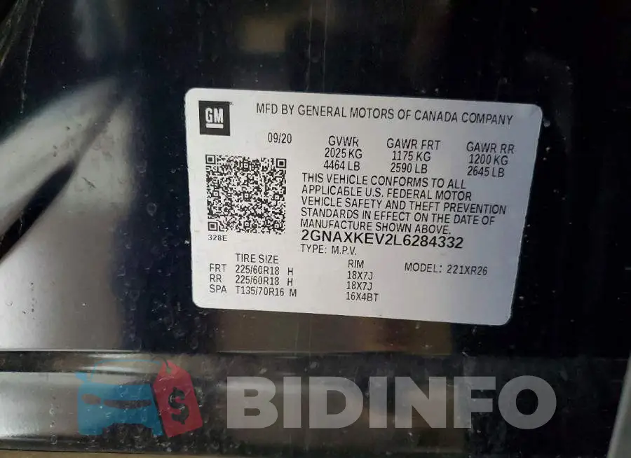 2GNAXKEV2L6284332 Photo# 13