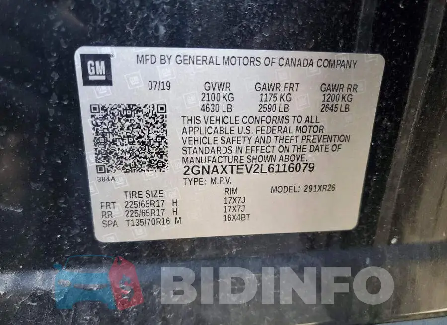 2GNAXTEV2L6116079 Photo# 14