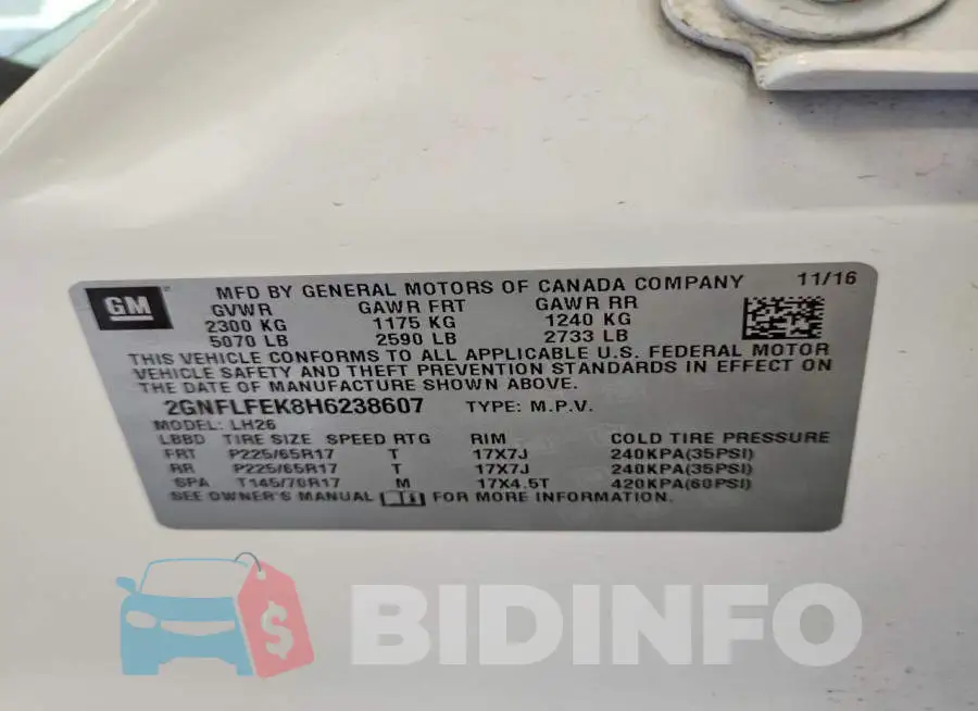 2GNFLFEK8H6238607 Photo# 13