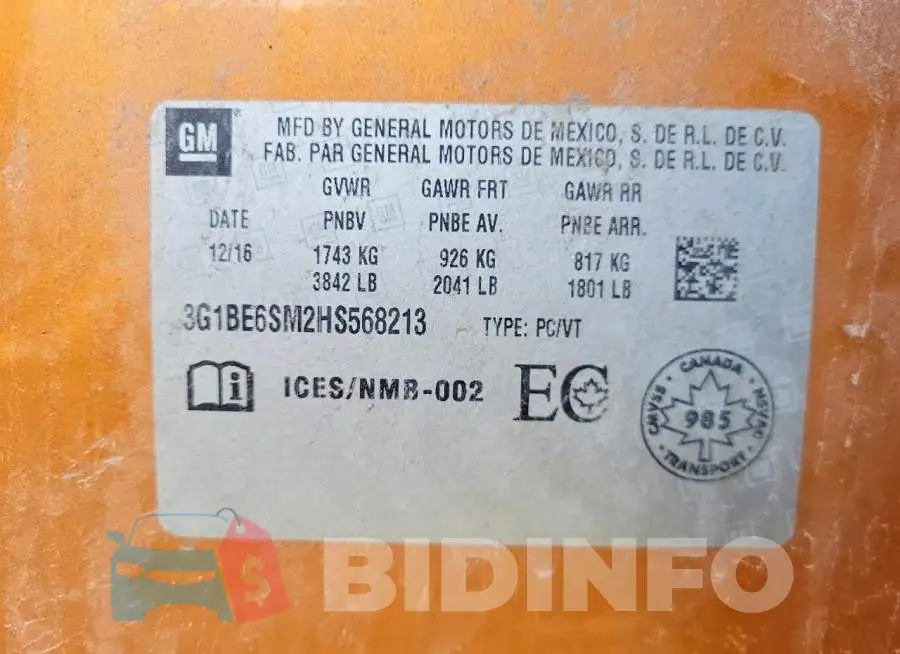 3G1BE6SM2HS568213 Photo# 12