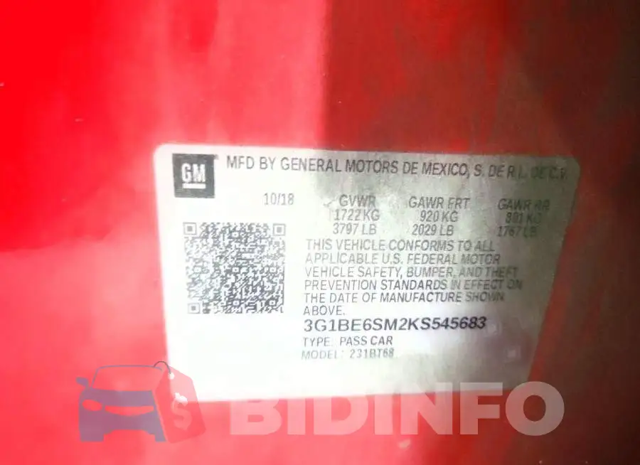 3G1BE6SM2KS545683 Photo# 12