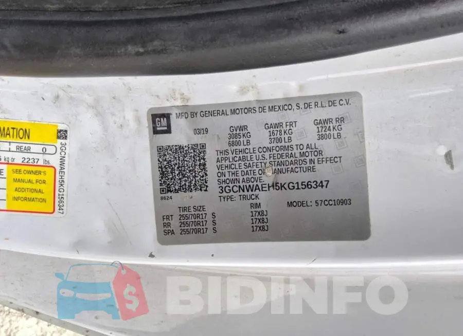 3GCNWAEH5KG156347 Photo# 12