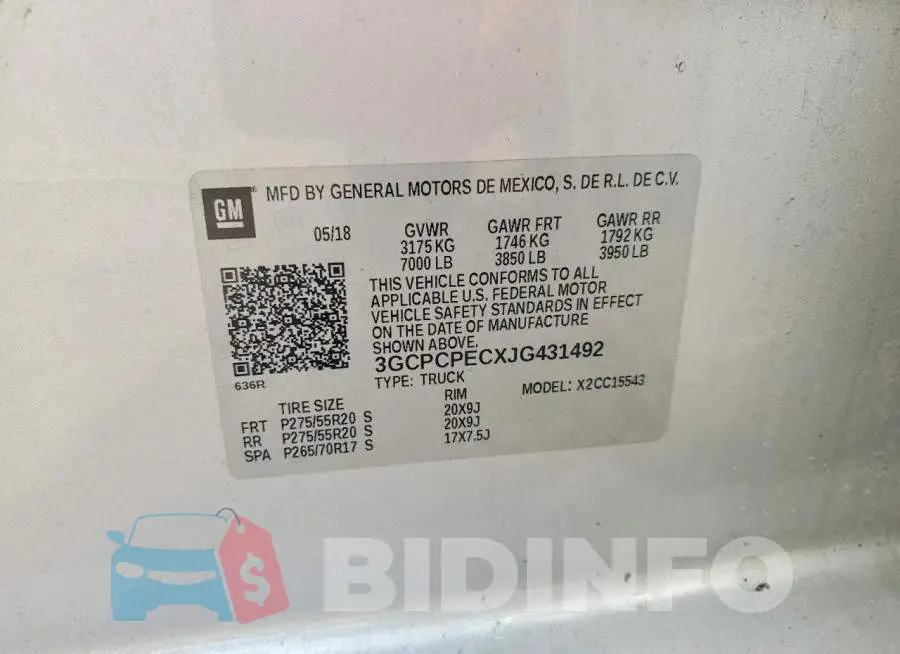 3GCPCPECXJG431492 Photo# 12