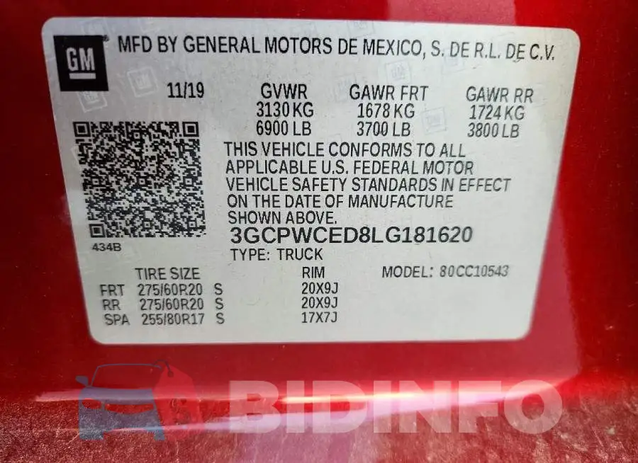 3GCPWCED8LG181620 Photo# 13
