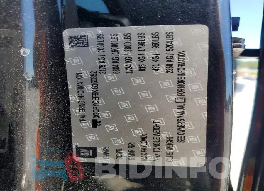 3GCPYCEF9KG160852 Photo# 12