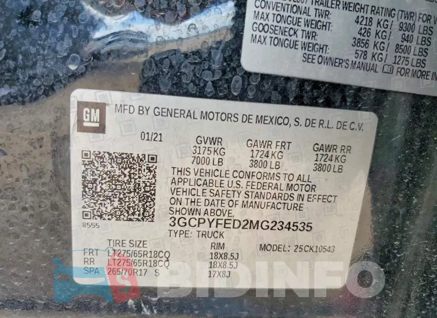 3GCPYFED2MG234535 Photo# 12