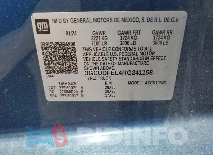 3GCUDFEL4RG241158 Photo# 13