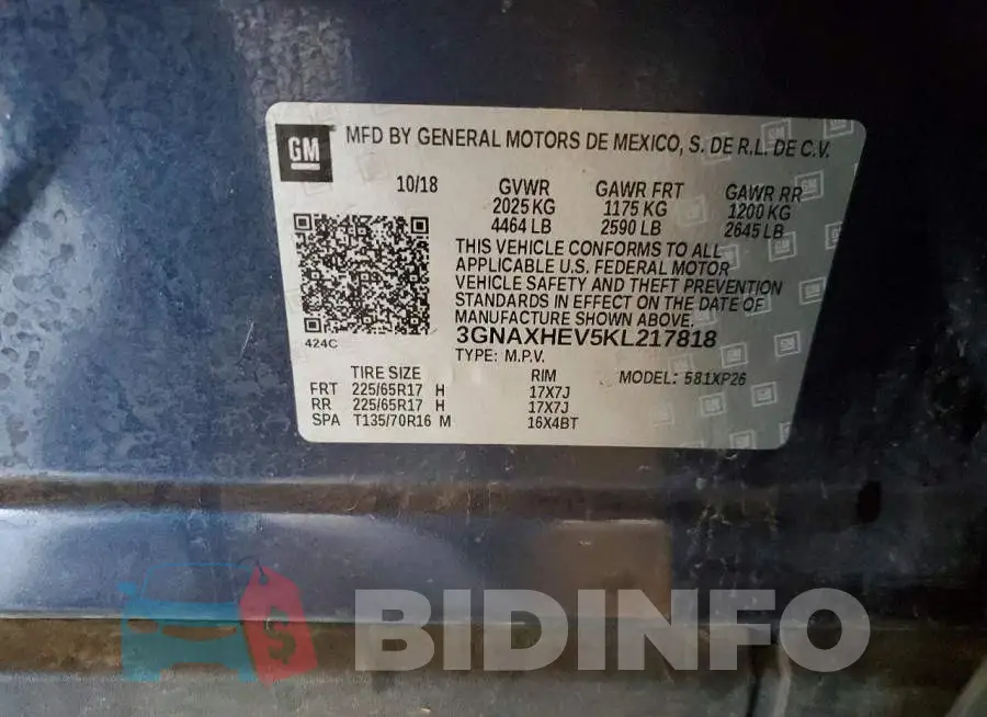 3GNAXHEV5KL217818 Photo# 13