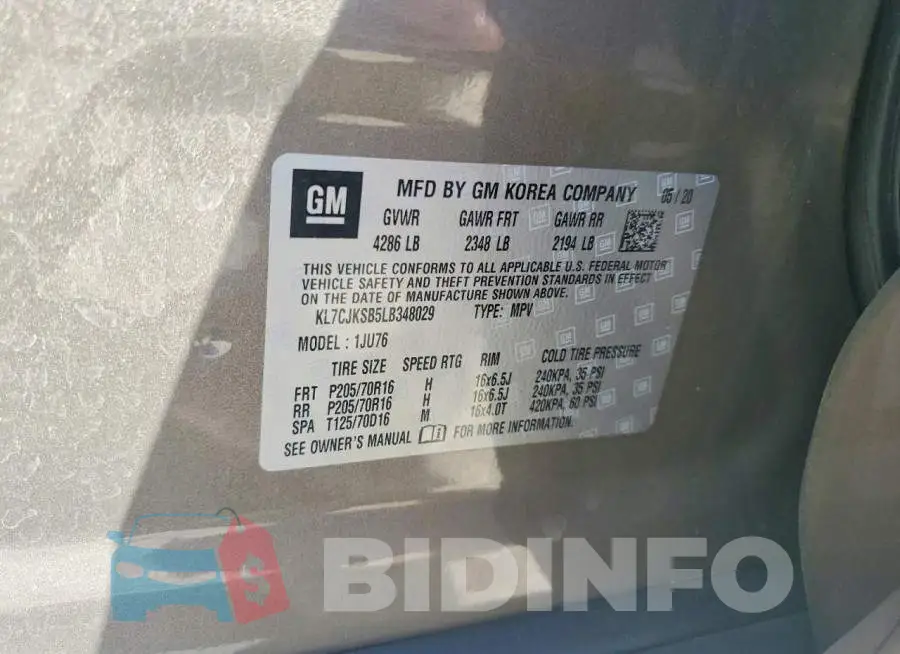 KL7CJKSB5LB348029 Photo# 13