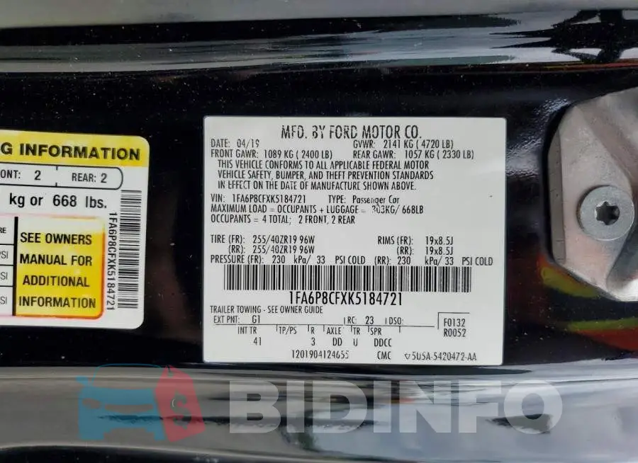 1FA6P8CFXK5184721 Photo# 13