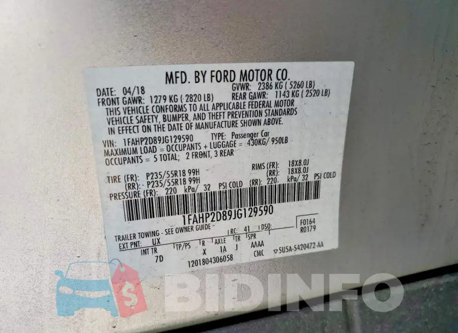 1FAHP2D89JG129590 Photo# 12