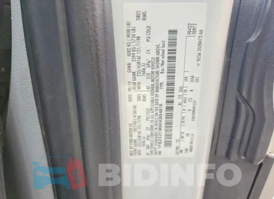 1FBZX2CM8KKB64816 Photo# 12