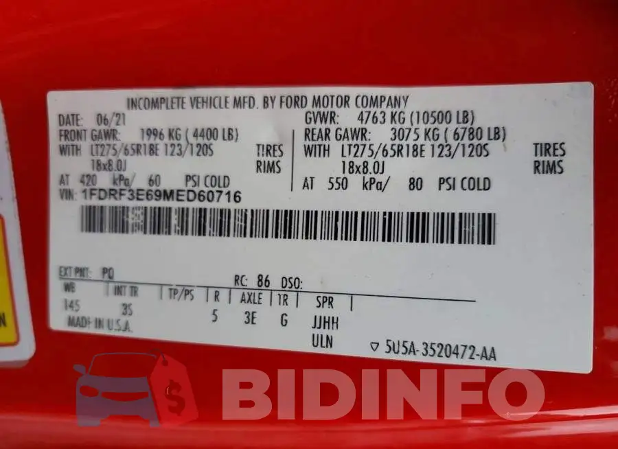 1FDRF3E69MED60716 Photo# 12