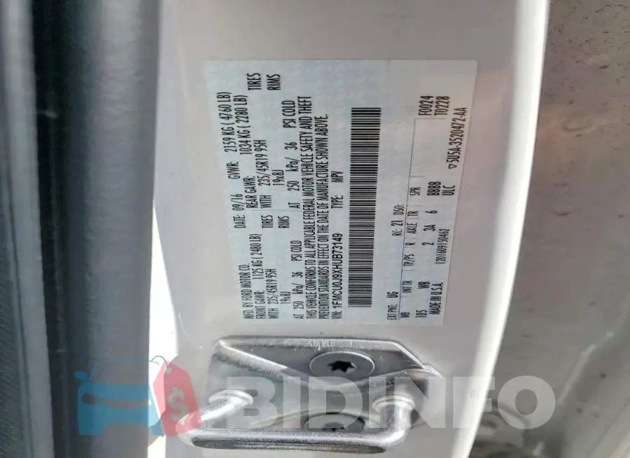 1FMCU0J9XHUB73149 Photo# 13