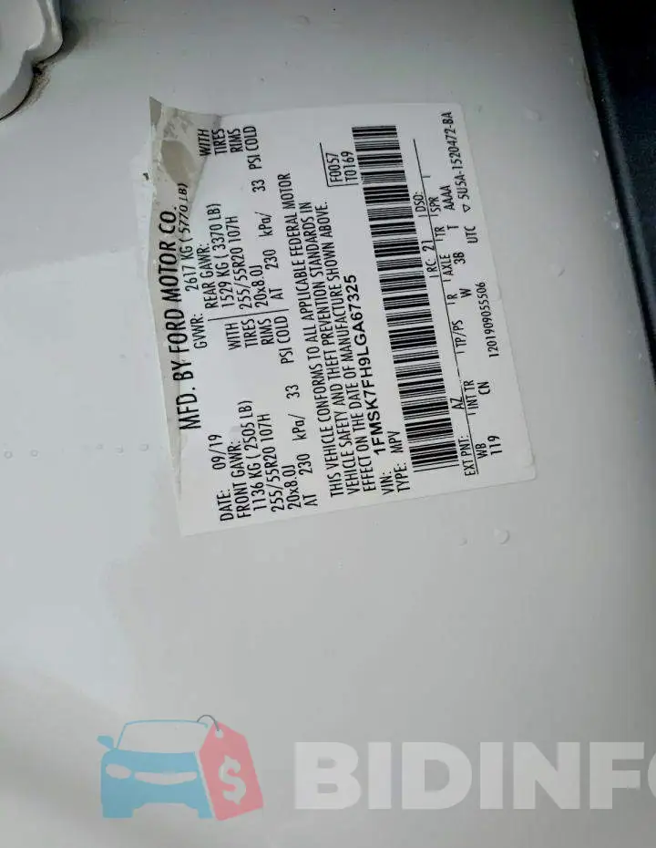1FMSK7FH9LGA67325 Photo# 12