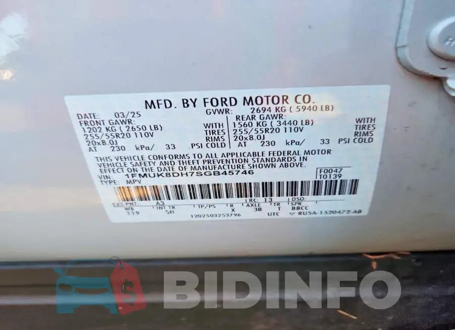 1FMUK8DH7SGB45746 Photo# 13