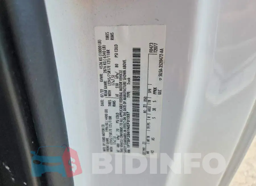 1FTBF2B61NEF01557 Photo# 12