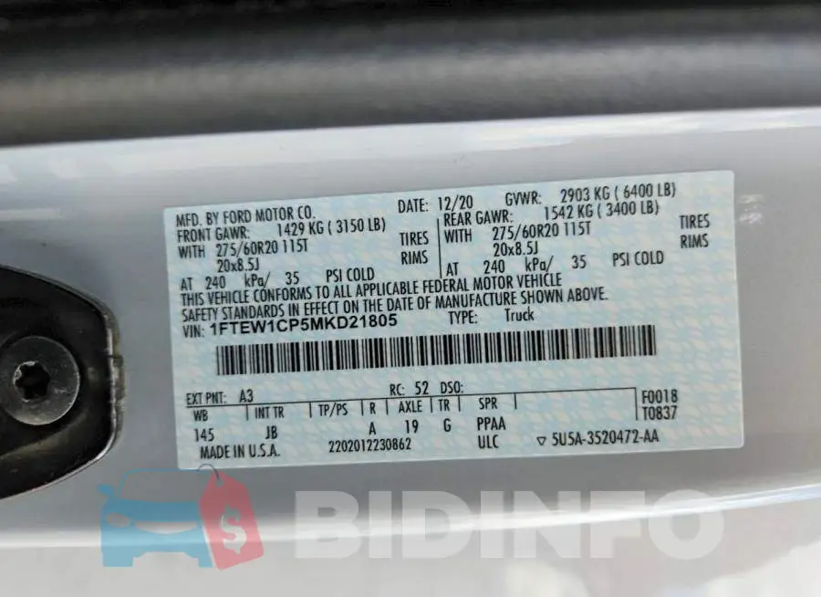1FTEW1CP5MKD21805 Photo# 13