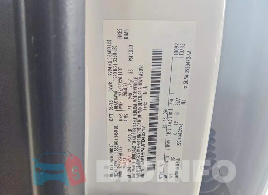 1FTEW1EP4JFD42212 Photo# 12