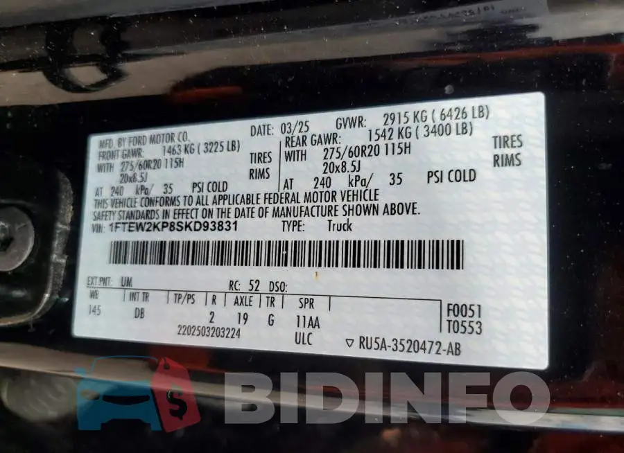 1FTEW2KP8SKD93831 Photo# 12