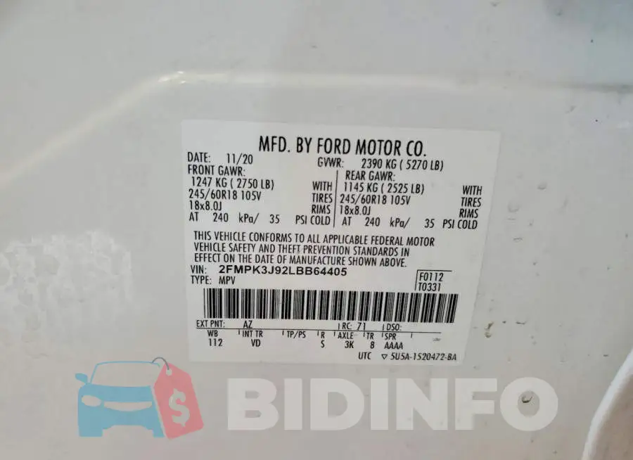 2FMPK3J92LBB64405 Photo# 14