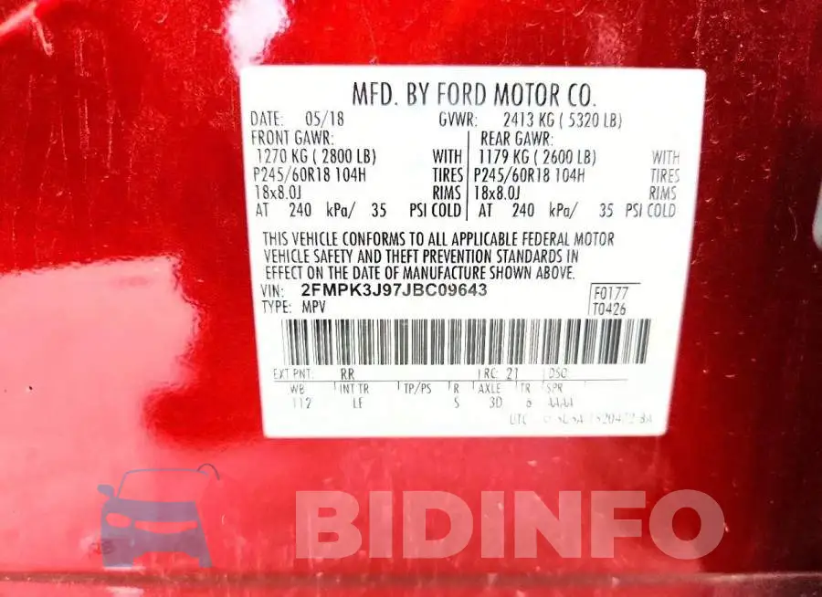 2FMPK3J97JBC09643 Photo# 13