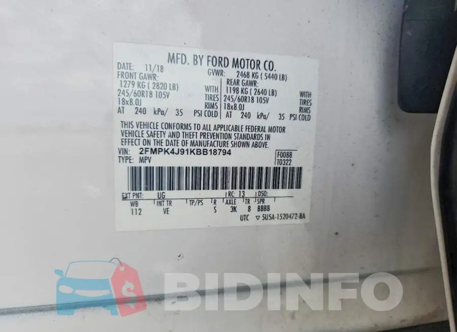 2FMPK4J91KBB18794 Photo# 13