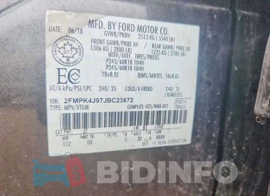 2FMPK4J97JBC23872 Photo# 14