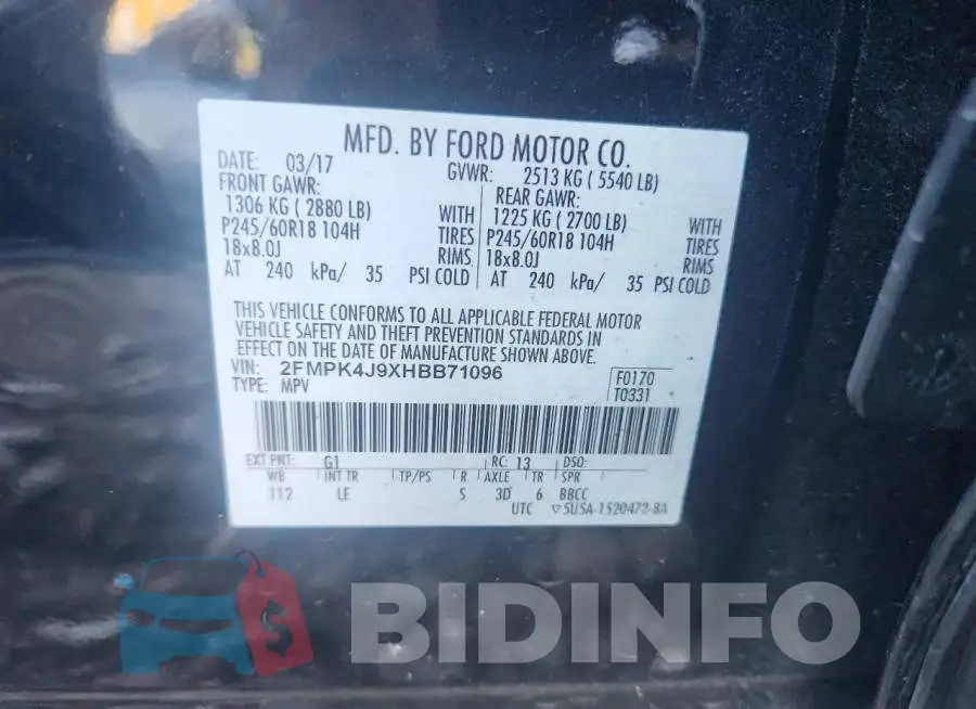 2FMPK4J9XHBB71096 Photo# 13