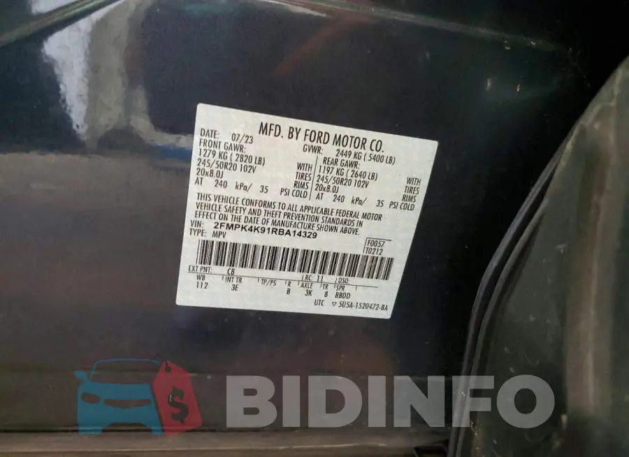 2FMPK4K91RBA14329 Photo# 13
