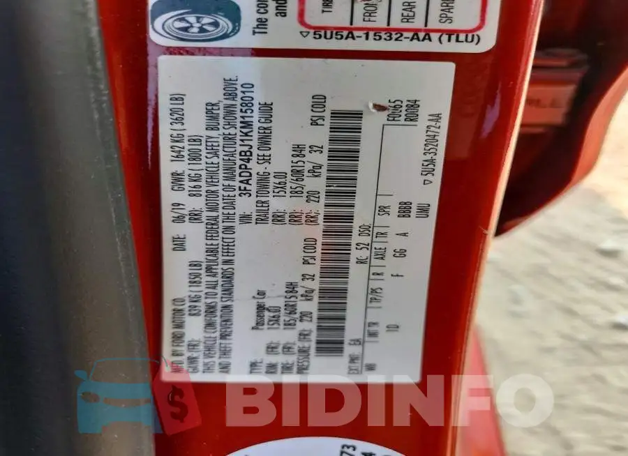3FADP4BJ1KM158010 Photo# 12