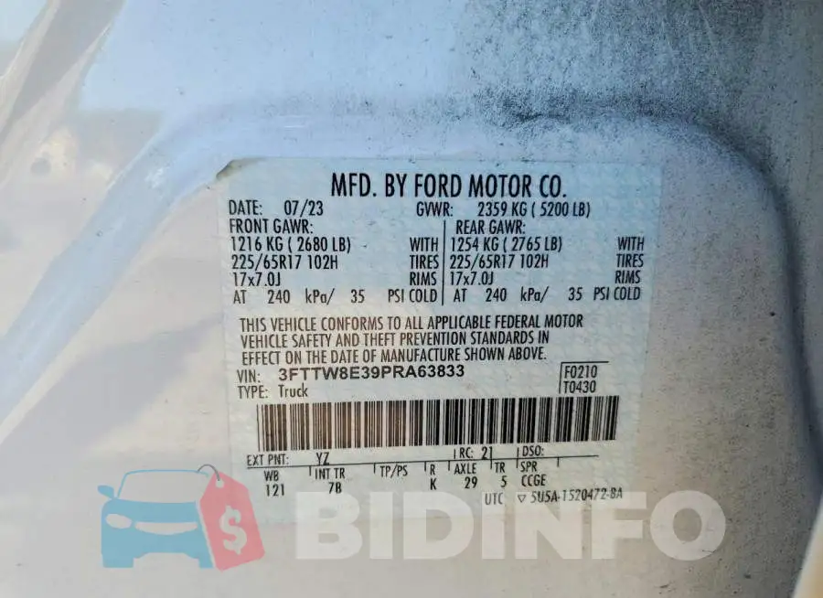 3FTTW8E39PRA63833 Photo# 12