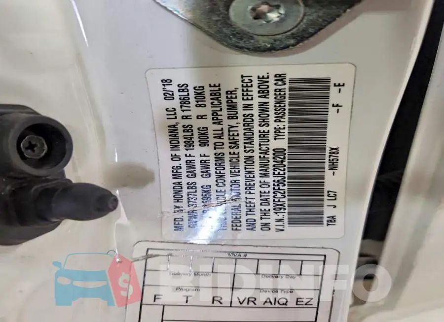 19XFC2F56JE204200 Photo# 12