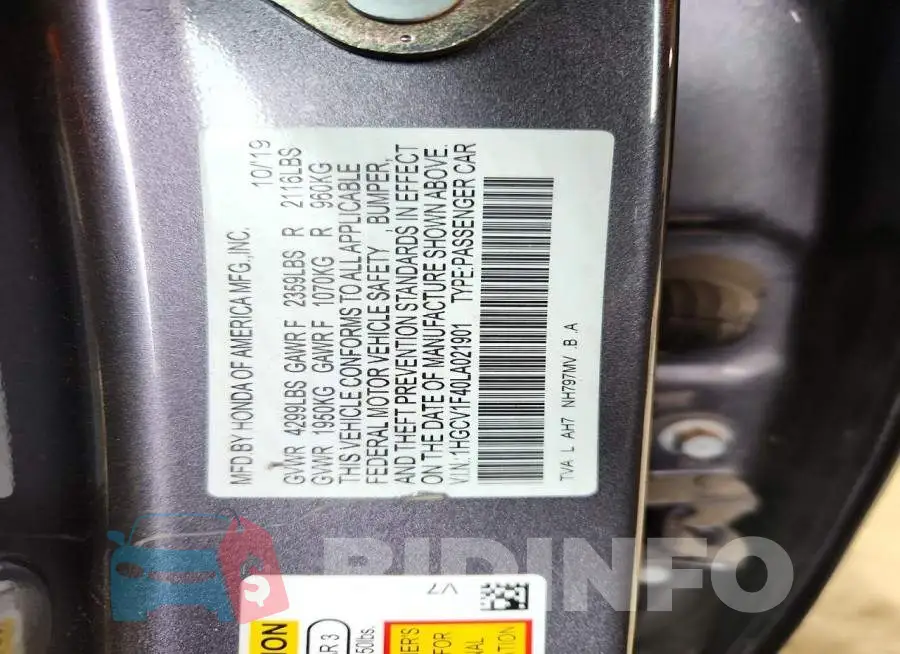 1HGCV1F40LA021901 Photo# 12