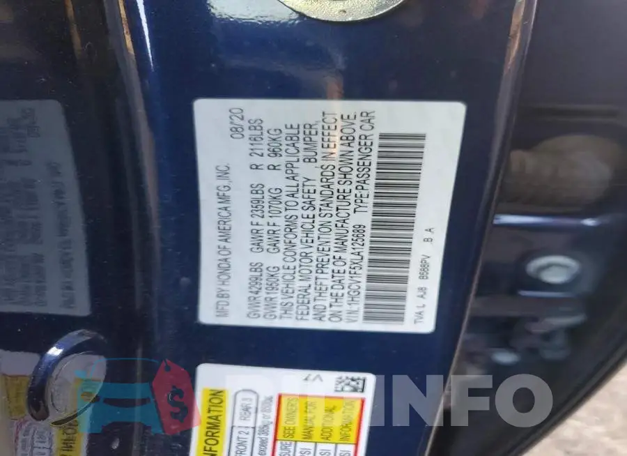 1HGCV1F5XLA125689 Photo# 12